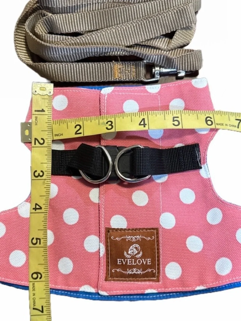 Pink Polka Dot Dog Harness Leash Set Small Bow Tie NWT